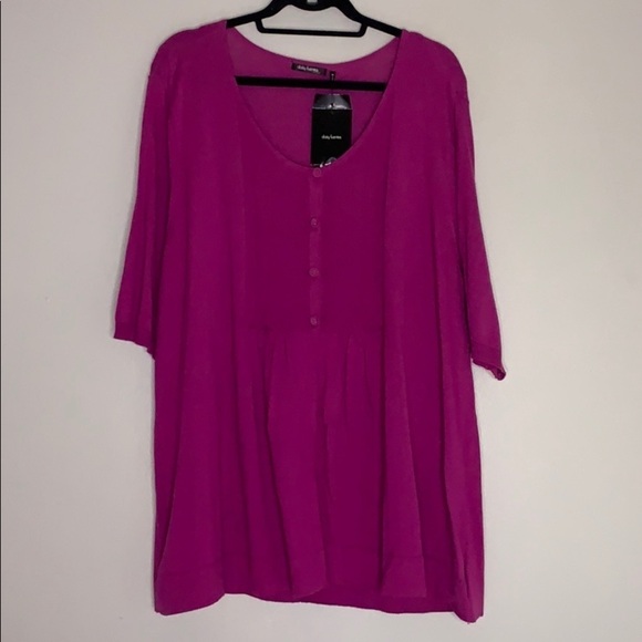 Daisy Fuentes Short Sleeve baby doll top plus size 2X women’s purple magenta - Picture 2 of 10